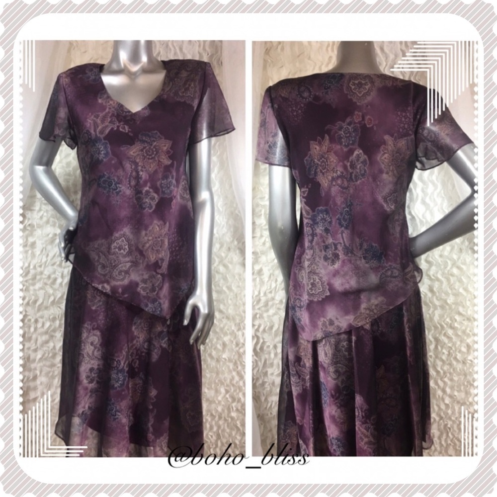 R&M RICHARDS Flowy Short Sleeve Midi Dress